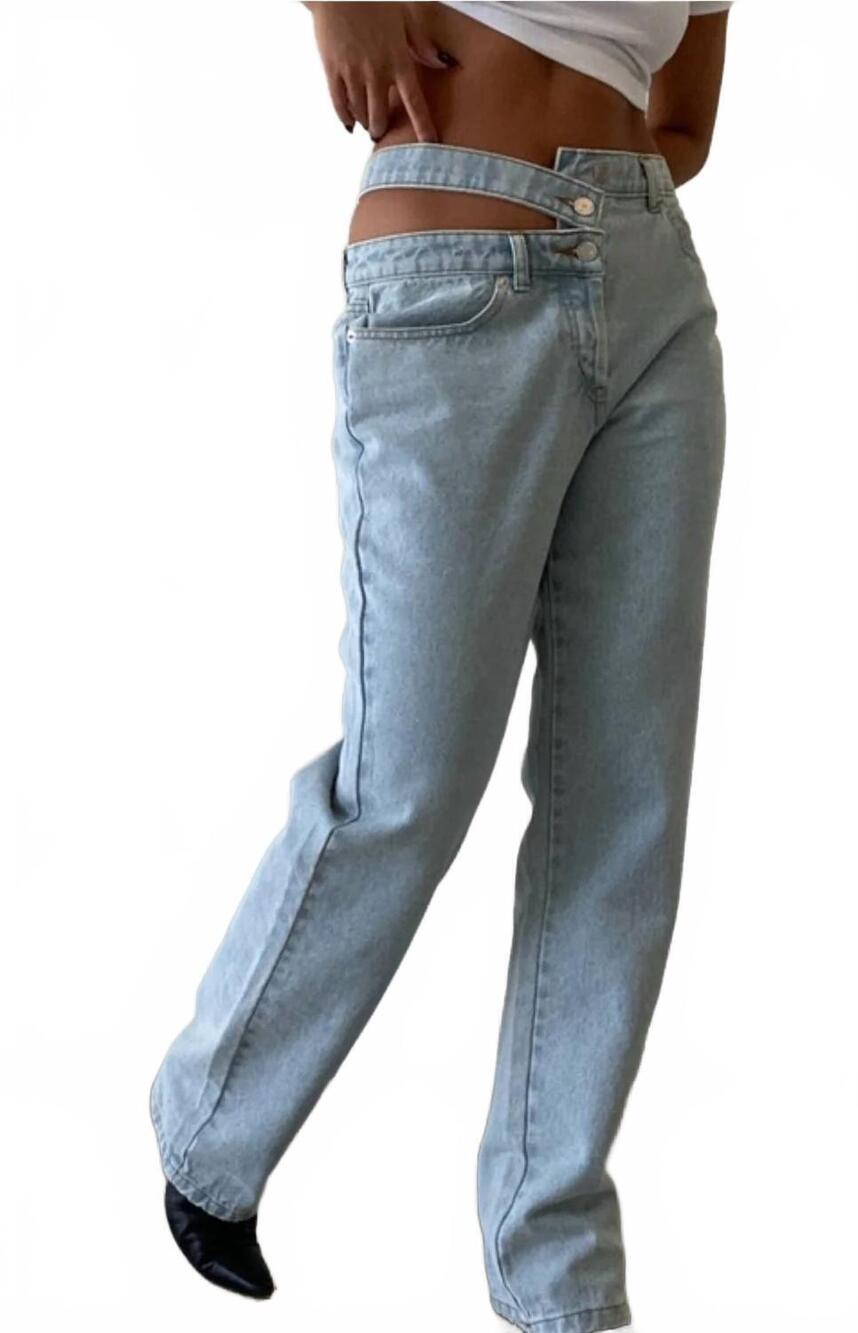 NEW ET CLET broken waistband jeans in washed blue